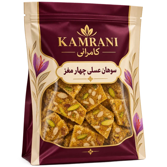 سوهان عسلی چهار مغز