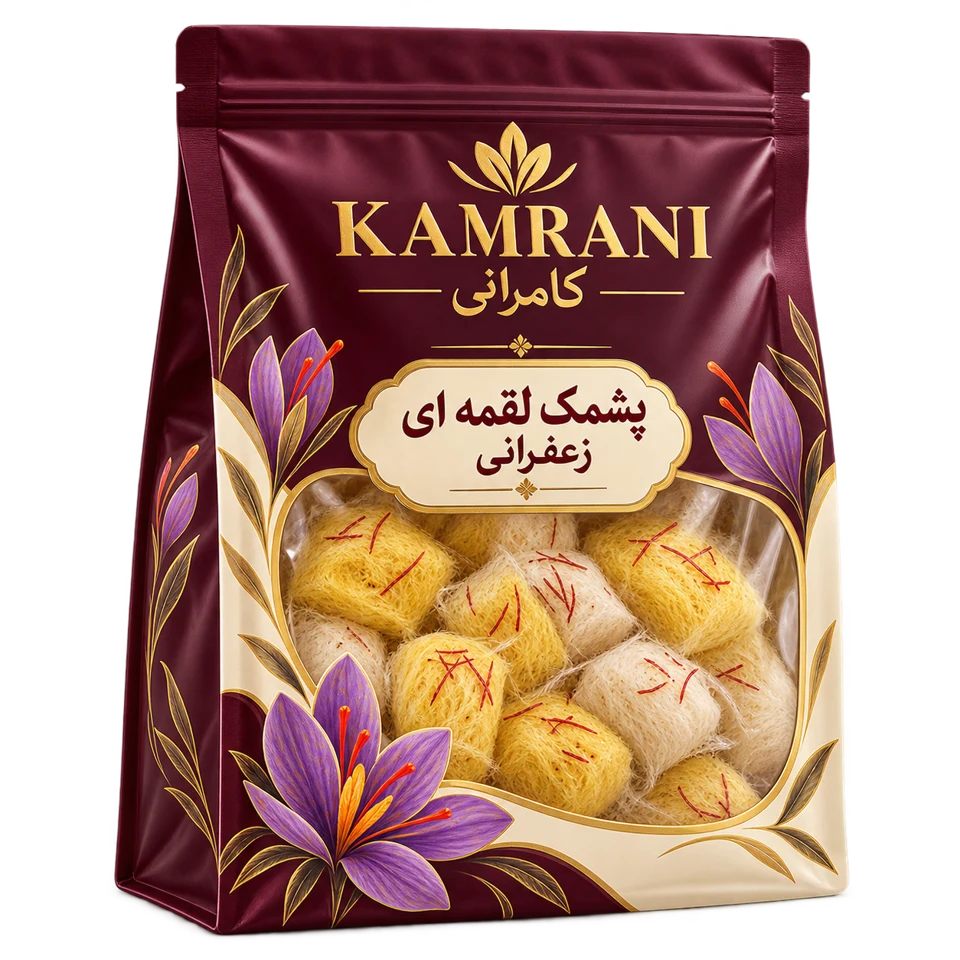 پشمک لقمه ای زعفرانی