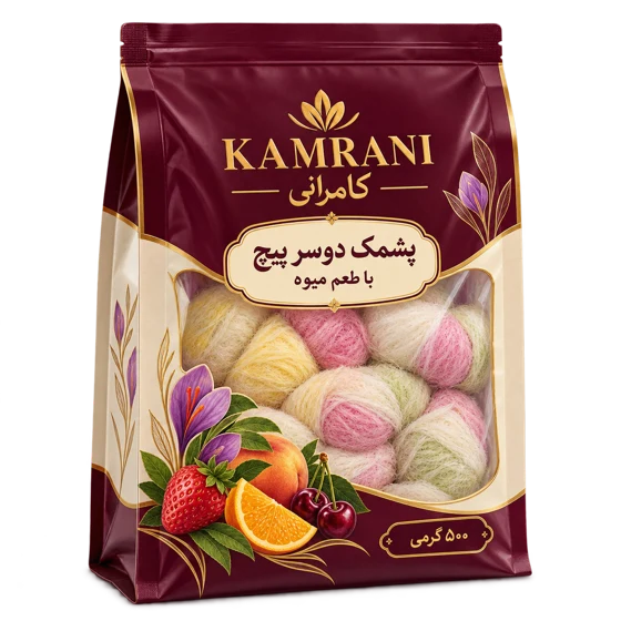 پشمک دوسر پیچ با طعم میوه 500 گرمی